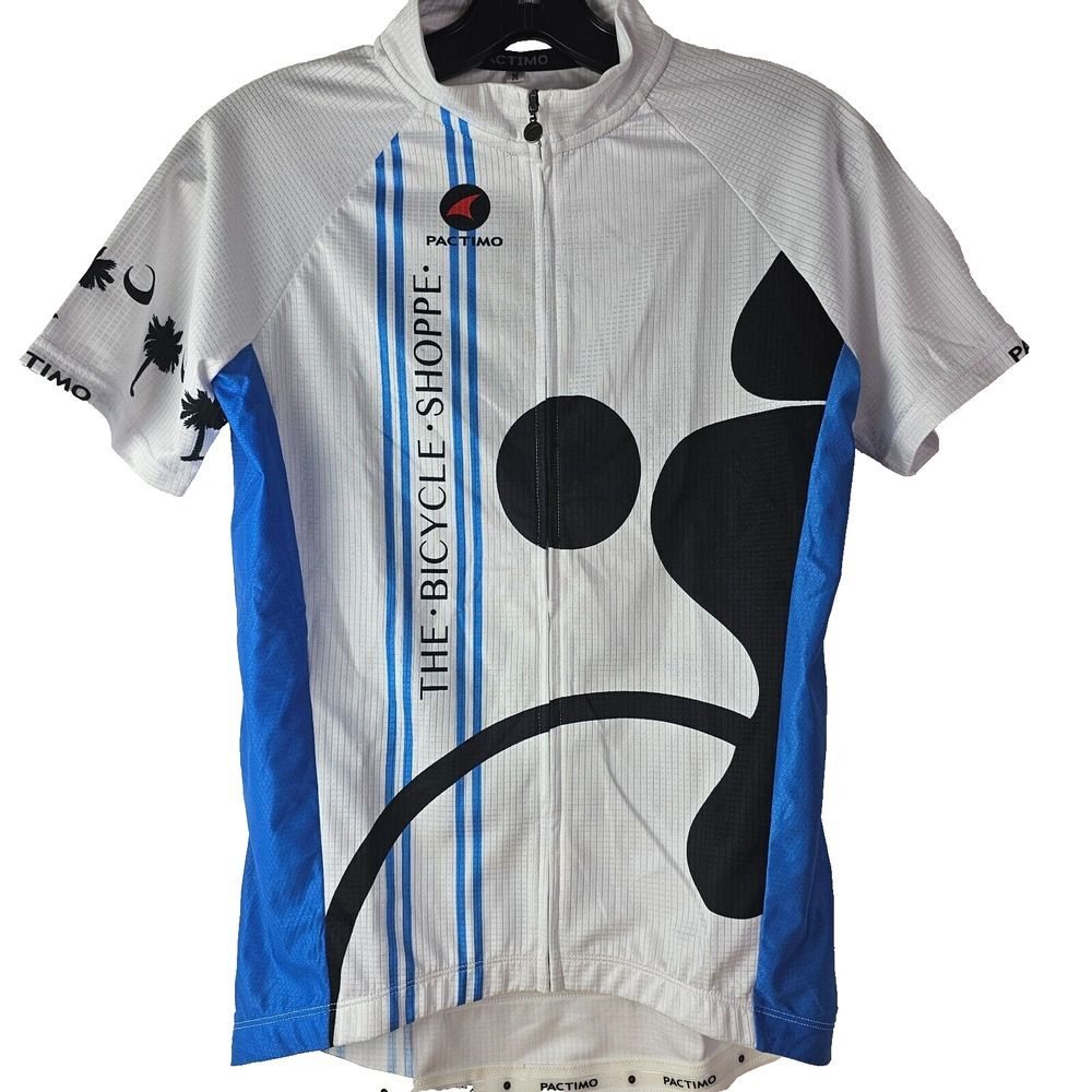 Pactimo Men's Cycling Jersey‎ Medium Blue White Full Zip Charleston SC Athletic
